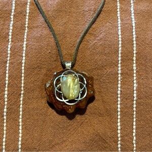 Mini Third Eye Pinecone Moonstone Seed of Life Necklace